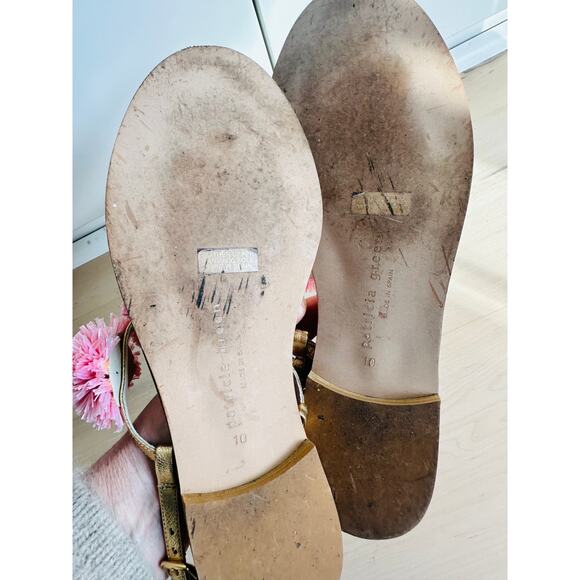 Patricia Green Rafia Pom Pom Sandals Gold Pink Size 10  Summer Vibes vacation - Picture 6 of 10